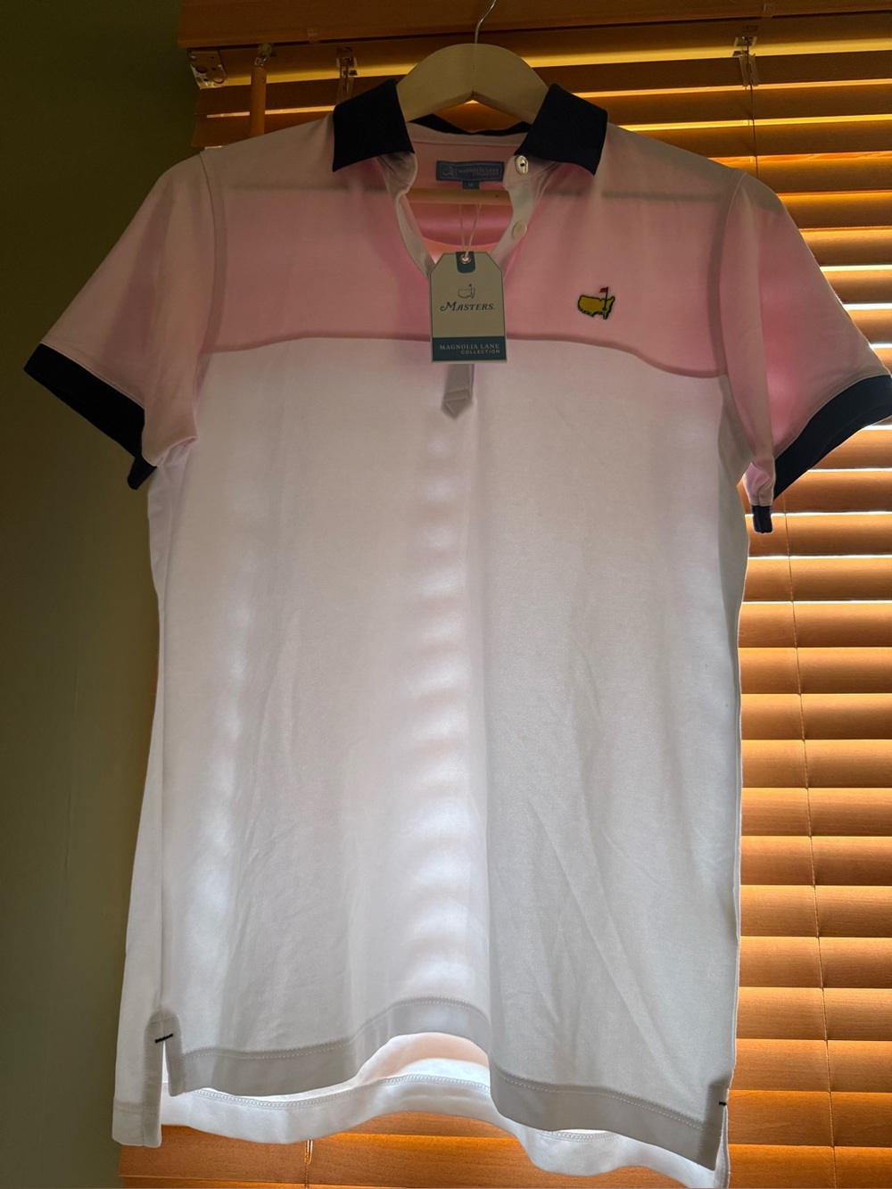 Masters Pink and White Kids Polo with Navy Collar - Picture 2 of 3